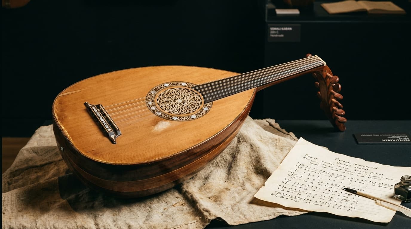 Traditional handcrafted Somali Kaban (oud) instrument